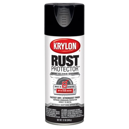 Krylon Rust Protector Enamel Semi-Gloss Spray Paint, Black, 12 Oz.