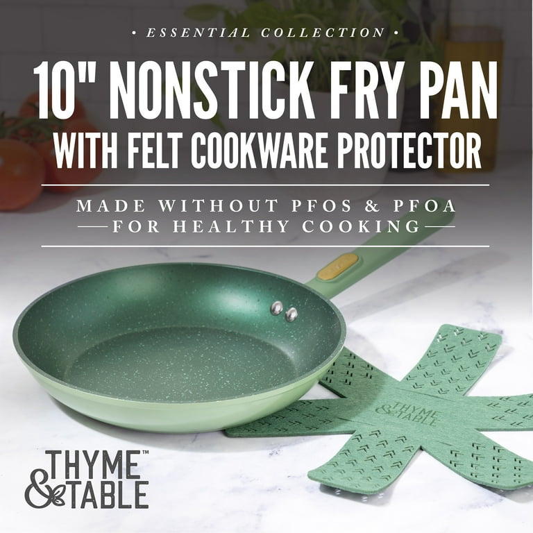 Thyme & Table Non-Stick 10 Inch Fry Pan with Stainless Steel Base, Green