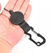 Retractable Key Reel, Heavy Duty Keychain with Carabiner, Steel Cable, Work Keychain,Black