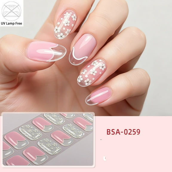 UV-Free Gel Nail Art Stickers, Waterproof Hot Stamping, Icy Clear, No-Bake Nail Polish Film, BSA-0259