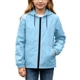 thumbnail image 2 of DJDLJWCJ Girls Waterproof Rain Jacket with Hood Lightweight Long Sleeve Zip Up Jacket Side Pockets Outdoor Windproof Jacket Blue Size 13, 2 of 9
