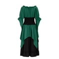 thumbnail image 5 of TFEOQRY Women's Renaissance Dress Off Shoulder Flare Sleeves Lace Up Front Layered Hem Medieval Outfit Green, 5 of 8