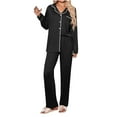 thumbnail image 2 of Fnooota Womens Pajama Sets, Soft Long Sleeve Casual V Neck Sleepwear Set Black Size M, 2 of 4