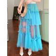 thumbnail image 4 of Lnzyyephy Women's Summer Long Mesh Skirt Solid Color Sheer Flowy Skirt for Travel, Beach, Photography, 4 of 8