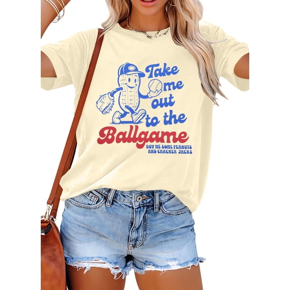 ALLTB Baseball Shirts Women Funny Baseball Mom Shirt Ballgame Graphic T-shirt Game Day Fan Tee Casual Short Sleeve Top