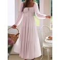 thumbnail image 5 of Women'S Bohemian Style Casual Resort Dress U-Neck Long Puff Sleeve A-Line Maxi Dress Pink M, 5 of 9