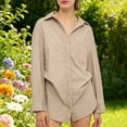 thumbnail image 5 of Purcolt Womens Striped Button Down Shirts Dressy Casual Long Sleeve Collared Blouses Boyfriend Work Office Tops, 5 of 6