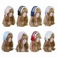 thumbnail image 4 of Lolita Ruffled Headband Sweet Star Embroidery Lace Ribbon Bow Hairband with Hairpins Anime Maid Cosplay Headdress, 4 of 9