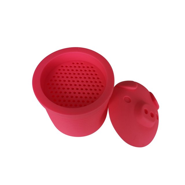 Tanque de aceite de lechones, escurridor de grasa de tocino de silicona, colector de grasa, depósito de grasa, rojo, 8,5*8,5*10,3 cm