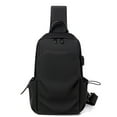 thumbnail image 1 of Mochila de hombro impermeable para el pecho, con USB, mochila pequeña de moda Oxford, bolso de hombro para el pecho, color negro, 1 of 5