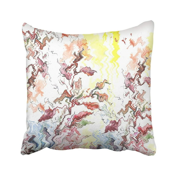 BSDHOME Blue Agate Abstract Watercolor Marble Colorful Artistic Black Bright Brush Color Pillow Case Pillow Cover 16x16 inch Throw Pillow Covers