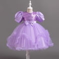 thumbnail image 5 of ITSAME Girls Formal Tutu Dresses Sequin Bow Puff Sleeve Princess Wedding Pageant Party Gown Purple Size 11-12, 5 of 9
