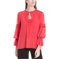 thumbnail image 1 of Max Studio London Womens Shirred Crepe Knit Blouse, Red, Large, 1 of 1