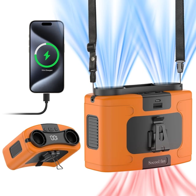 Ventilador de cintura portátil Socool de 20000 mAh con refrigeración de 40 horas y 10 velocidades