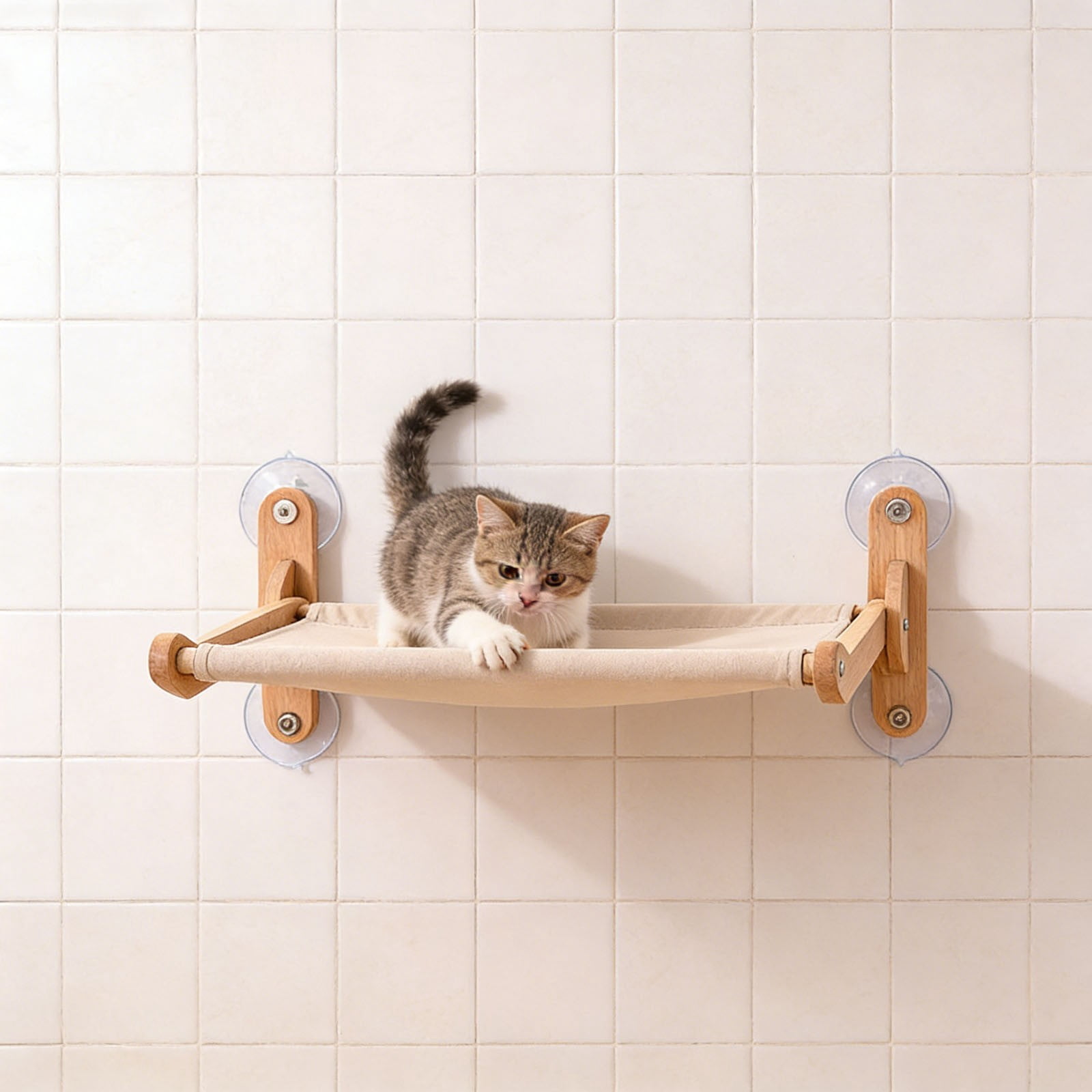 Wooden Cat Window Perch With Suction Cups Foldable Cat Window Hammock For Indoor Cats Sunbathing Sleeping
