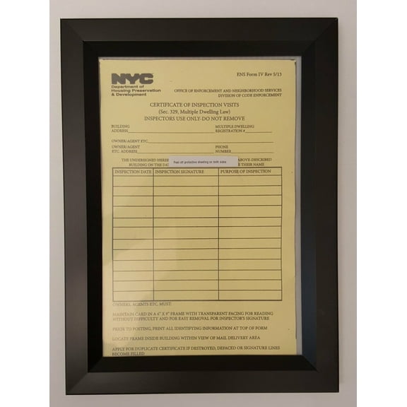 Inspection Frame 6x9 Black (Heavy Duty - Aluminum)