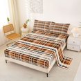 thumbnail image 2 of Castle Fairy Vintage Tartan Plaid Queen Sheets 4 Pieces,Geometric Intersecting Line Queen Sheet Sets,Caramel Brown White,1 Flat Sheet, 1 Fitted Sheet and 2 Pillowcases, 2 of 7
