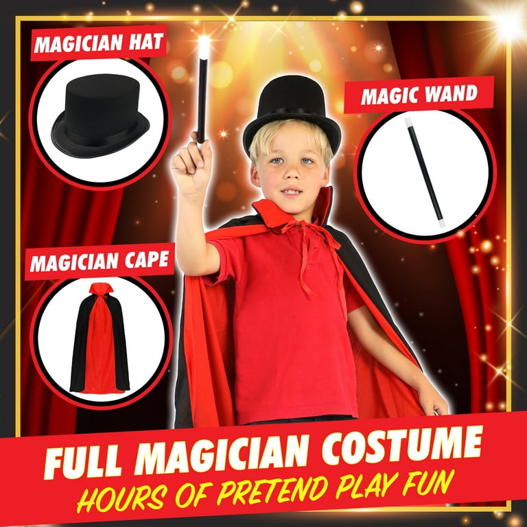 BLOONSY Magic Kit for Kids | Magic Tricks Set for Kids Age 6 8 10 12 |  Magician Costume for Pretend Play with Easy to Follow Guide and Video