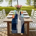 thumbnail image 4 of Boho Navy Blue 48 Inch Table Runner, Modern Geometric Abstract Art Farmhouse Dresser Scarf Cotton & Linen Tablerunner for Dining/Kitchen Island/Holiday Party Décor 13" x 48", 4 of 9