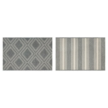 Better Homes & Gardens 2' x 3' Grey Diamond & Stripes Reversible Indoor/Outdoor Scatter Rug