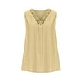 thumbnail image 7 of yoeyez Flowy Tank Tops for Women,Eyelet Summer Sleeveless Tops Ladies Round Neck Basic T-Shirts Casual Loose Fit Tunic 2025 Khaki,XXL, 7 of 7