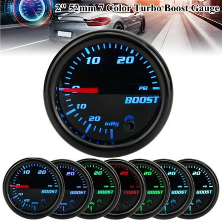 2'' 52mm Car 7 Color LED Turbo Boost PSI Pressure Vacuum Pointer Gauge Meter (Best 3 Gauges For A Turbo Car)