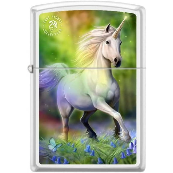 Zippo Lighter -for Anne Stokes Unicorn Horned Horse Rainbow Butterfly #Z5330