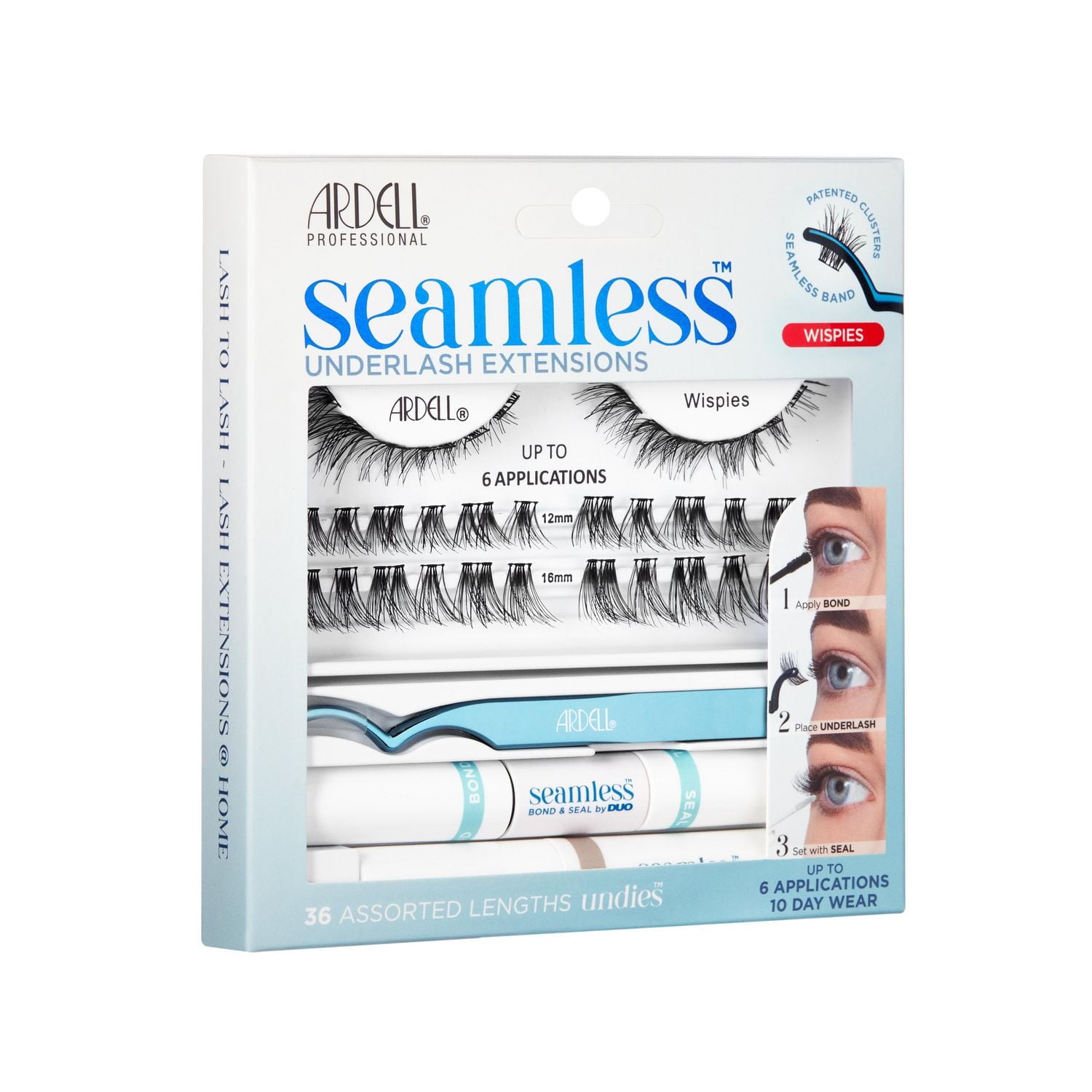 Ardell - Seamless Extension Wispies Kit - 36 Assorted Lenghts Undies, Seamless Underlash