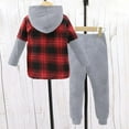 thumbnail image 4 of Kids Fall Winter Loose Flannel Long Sleeve Button Down Shirt and Checkered Jogger Pants Boys 2 Piece Tracksuits, 4 of 4