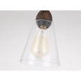 thumbnail image 3 of 2-Light Rustic Farmhouse Glass Track Flush Mount Ceiling Light Fixture Mini Clear Seeded Glass Shade and Oak Wood Semi Flush Mount Ceiling Light for, 3 of 7