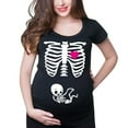 thumbnail image 2 of T-Shirt à Manches Courtes de Maternité pour Femmes avec Imprimé Squelette, Hauts, Vêtements Décontractés pour Femmes Enceintes, 2 of 6