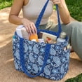 thumbnail image 2 of Pzuqiu Blue Paisley Large Capacity Quilted Tote Bags for Women, Lightweight Blue Puffer Shoulder Handbags Vintage Casual Shopping Work Travel Bag for College Everyday Use, 2 of 7