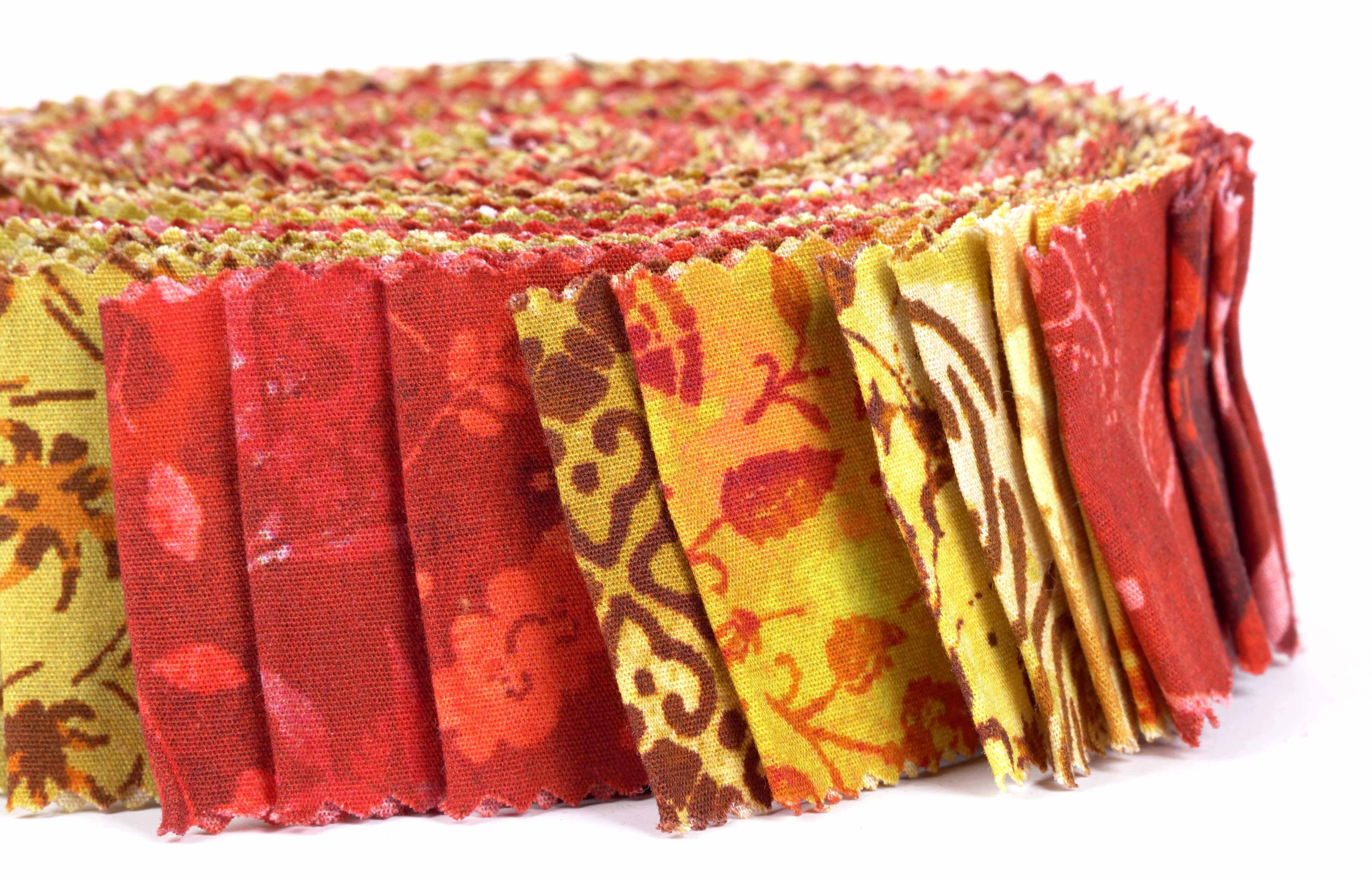 Soimoi 40Pcs Batik Print Precut Fabrics Strips Roll Up 1.5x42inches Cotton Jelly Rolls For Quilting - Red