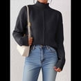 thumbnail image 4 of Suéteres de Otoño para Mujer, Jersey de Punto Acanalado de Larga, Holgado, con Cuello Alto, Ligero y Casual Negro M, 4 of 8