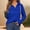 Blue, variant on Qulqfy Women Plus Size Sweatshirts Quarter Zip Long Sleeve Ribbed Pullover Fall Sweatshirts Women's Blue Tops 2XL