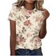 thumbnail image 1 of Tops Florales para las Mujeres Pullover de Impresión Casual Cuello Redondo, Blusa de Poliéster de Manga Corta para Uso Diario, Fiesta Y Verano, 1 of 4