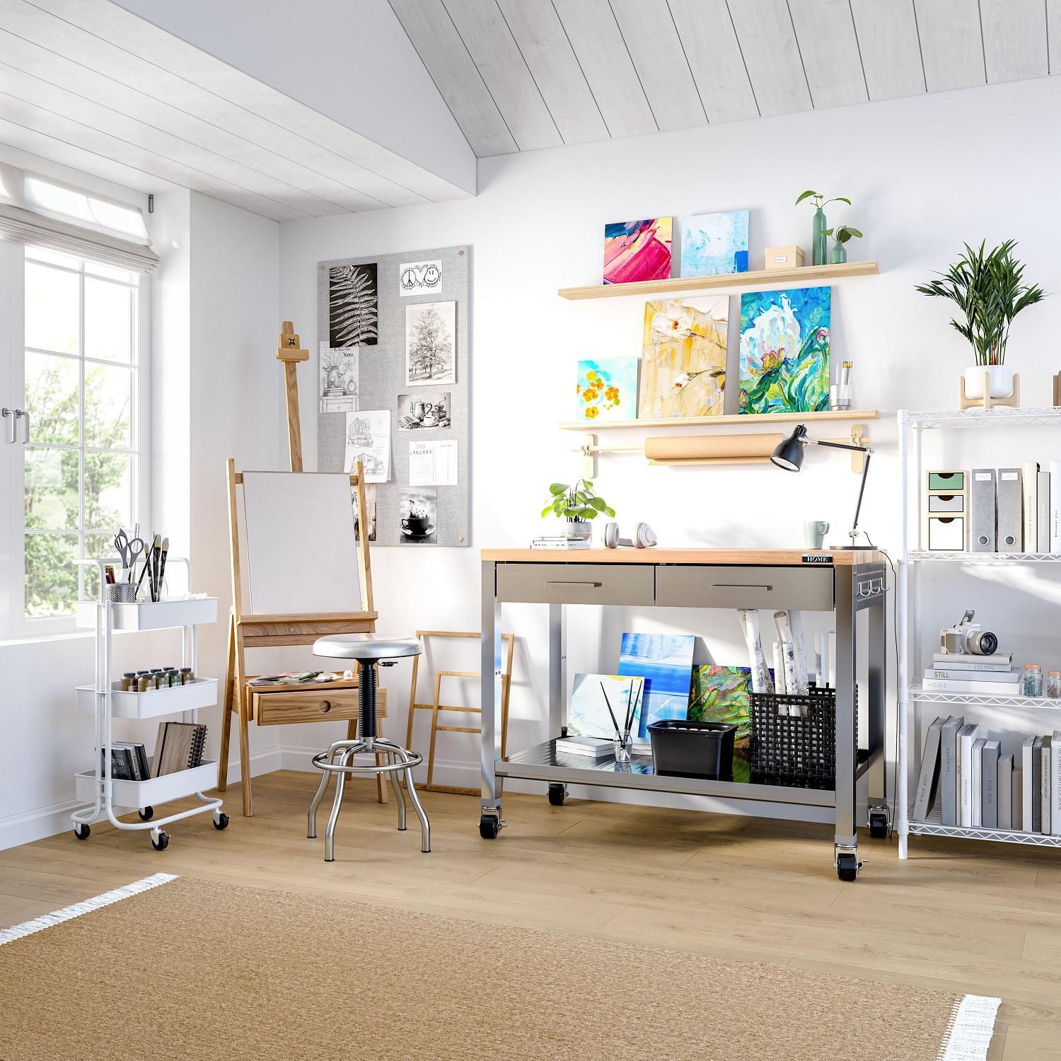 Table de travail Seville Classics, îlot central, 48" x 24" x 36"