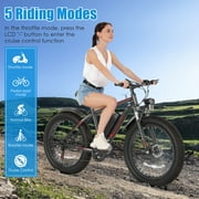 Elifine 26x4.0 Fat Tire Electric Bike, 624Wh Battery, 48V 500W Ebike Electric Mountain Bike, Cruise Control Mode, Adult E Bikes for Men, LCD Meter, 7-Speed Snow Bike Beach E-Bike for Adults UL2849