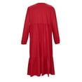 thumbnail image 5 of Miluxas Girls Maxi Dresses Lantern Long Sleeve Casual Holiday Dress Trendy Solid Color Dress Red 8-9Years, 5 of 6