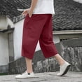 thumbnail image 3 of toraway Men's Cropped Shorts Loose Elastic Drawstring Conical Casual Linen Shorts For Men XXXL, 3 of 3