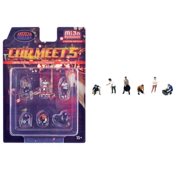"Car Meet 5" 6 piece Diecast Figure Set Limited Edition for 1/64 Scale Models by American Diorama