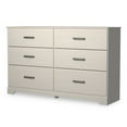 thumbnail image 2 of Benjara Tely 60 Inch Wide Dresser, 6 Drawers with Pewter Handles, White Wood, 2 of 5