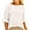 White, variant on Kovlvoll Tops for Women Half Sleeve Crew Neck Pleated Ruffles Casual Shirts Summer Linen Comfy Solid Color Top