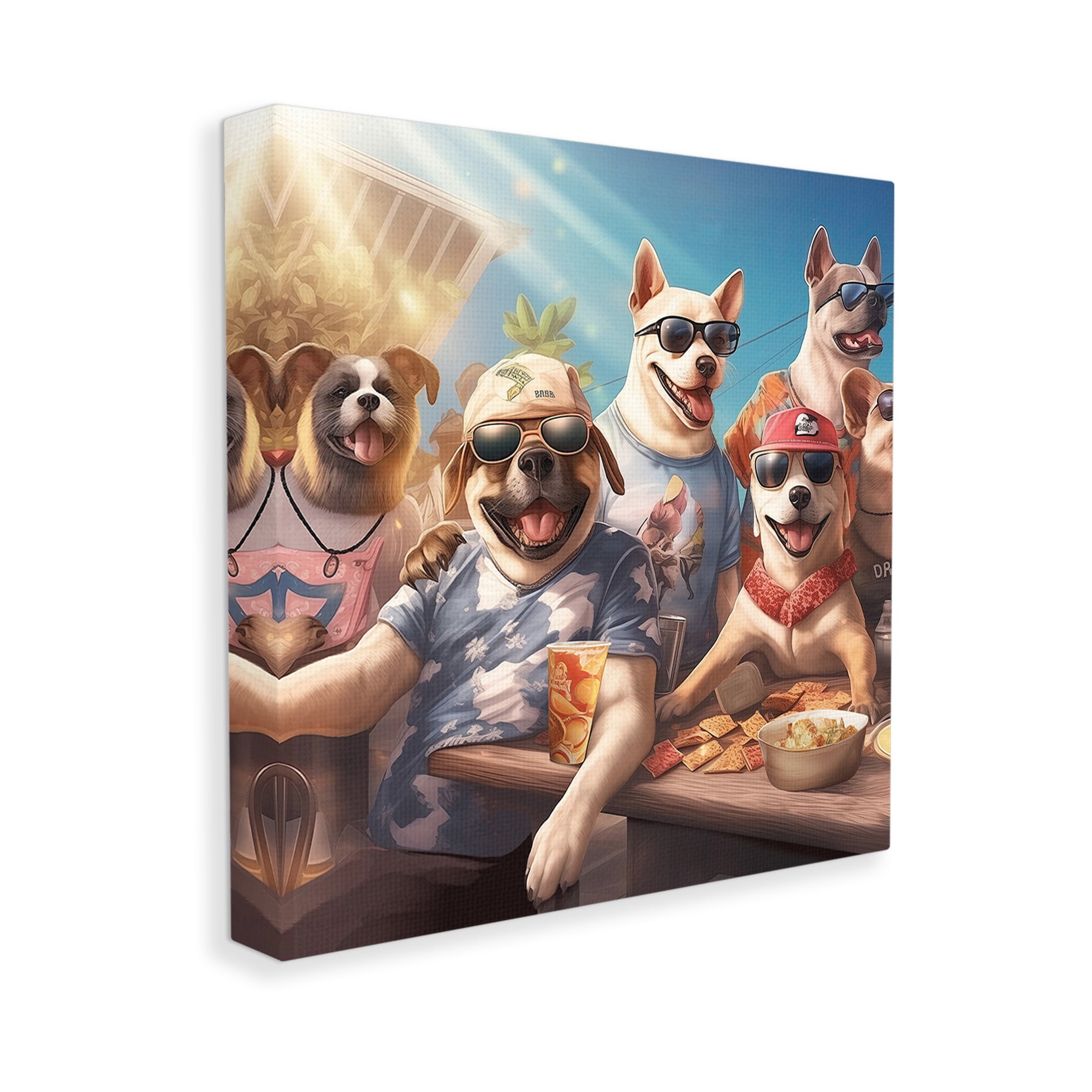 Stupell Industries Dogs Enjoying Summer Animals & Insects Painting Gallery Wrapped Canvas Art Print Wall Art, 24 x 24