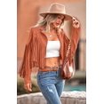 thumbnail image 4 of Abrigo PRETTYGARDEN para Mujer de Gamuza Sintética con Flecos, Corto, Naranja, Talla L, 4 of 9