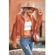 thumbnail image 4 of Abrigo PRETTYGARDEN para Mujer de Gamuza Sintética con Flecos, Corto, Naranja, Talla L, 4 of 9