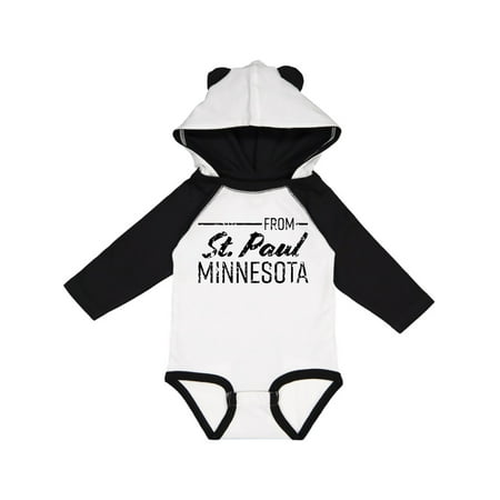 

Inktastic From St. Paul Minnesota in Black Distressed Text Gift Baby Boy or Baby Girl Long Sleeve Bodysuit