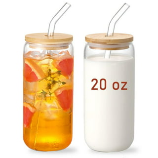 Monfince Mason Jar Cups with Lid and Straw - 550ml/18.5oz Reusable
