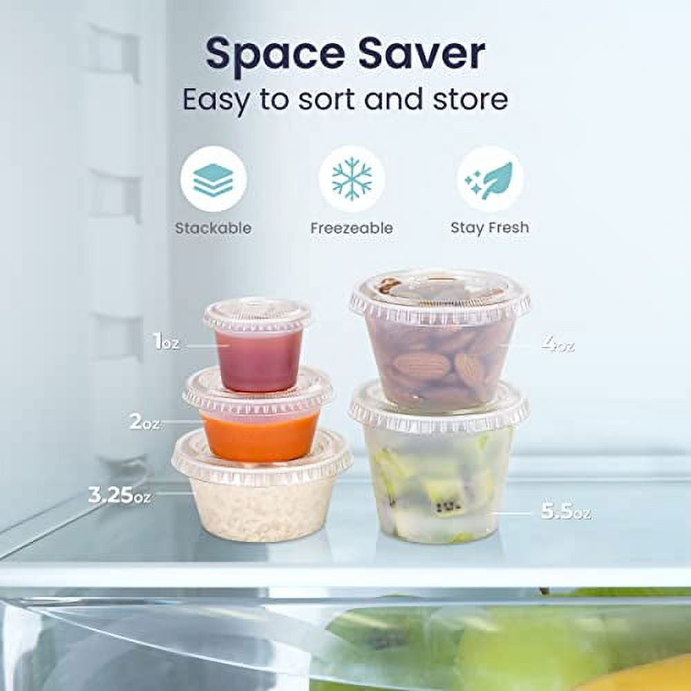 Disposable Two-Compartment Salad Dressing and Condiment Containers with  Hinged Llid, (pack of 30,4oz), Perfect for to-go Sauce, Sampling, Travel  Snack