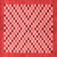 thumbnail image 1 of Ahgly Company Machine Washable Indoor Square Checkered Red Modern Area Rugs, 4' Square, 1 of 4